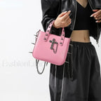 Punk Casual Y2K Crossbody Shoulder Korean Vintage Rivets Gothic Aesthetic Bag pink cross