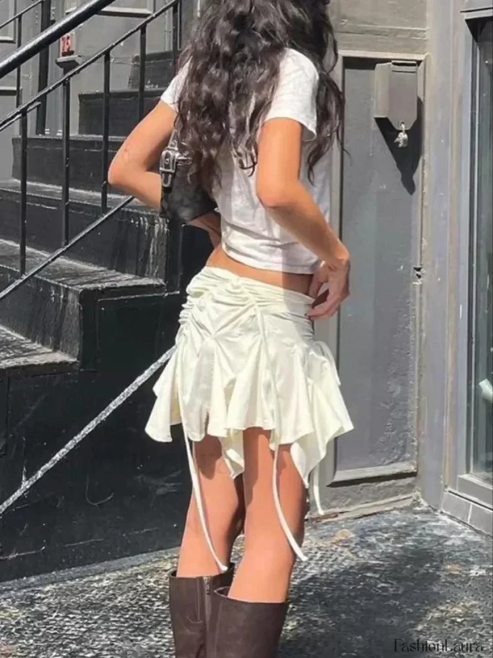 Punk Duck Irregular Ruched Mini Skirt