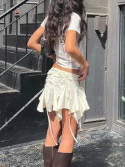 Punk Duck Irregular Ruched Mini Skirt