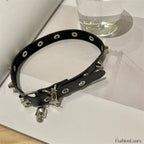 Punk Gothic Skull Pendant Y2K Choker Necklace BLACK