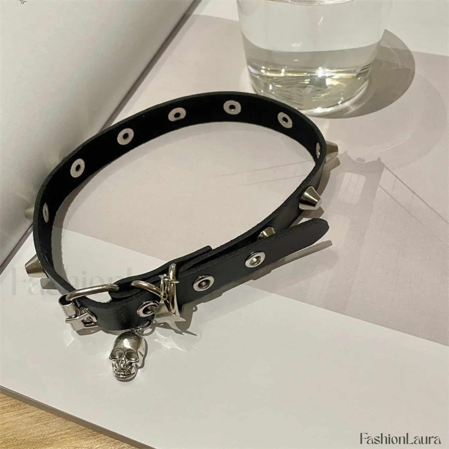 Punk Gothic Skull Pendant Y2K Choker Necklace BLACK