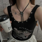 Punk Leather Black Cross Rope Woven Necklace