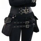Punk Rivet Skull Retro Rock Gothic Hip Hop Rivet Thigh Waist Bag Black