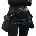 Punk Rivet Skull Retro Rock Gothic Hip Hop Rivet Thigh Waist Bag Black