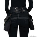 Punk Rivet Skull Retro Rock Gothic Hip Hop Rivet Thigh Waist Bag Black