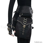 Punk Rivet Skull Retro Rock Gothic Hip Hop Rivet Thigh Waist Bag Black