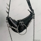 Punk Rivets Gothic Metal Buckles Sparks Crossbody Shoulder Bag Black