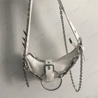 Punk Rivets Gothic Metal Buckles Sparks Crossbody Shoulder Bag White