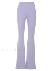 Pure Color Wide Leg Flare Pants Pants