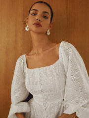 Pure Cotton Lantern Trendy Sleeve Short Dress Dresses