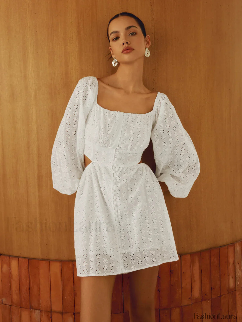 Pure Cotton Lantern Trendy Sleeve Short Dress Dresses