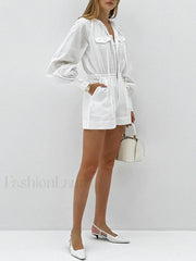 Pure Cotton Pocket Short Jumpsuit Jumpsuits