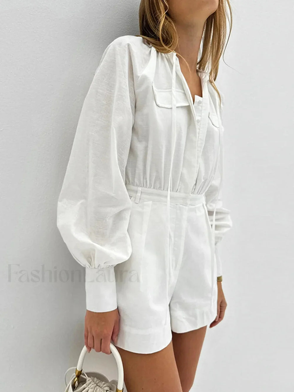 Pure Cotton Pocket Short Jumpsuit Jumpsuits