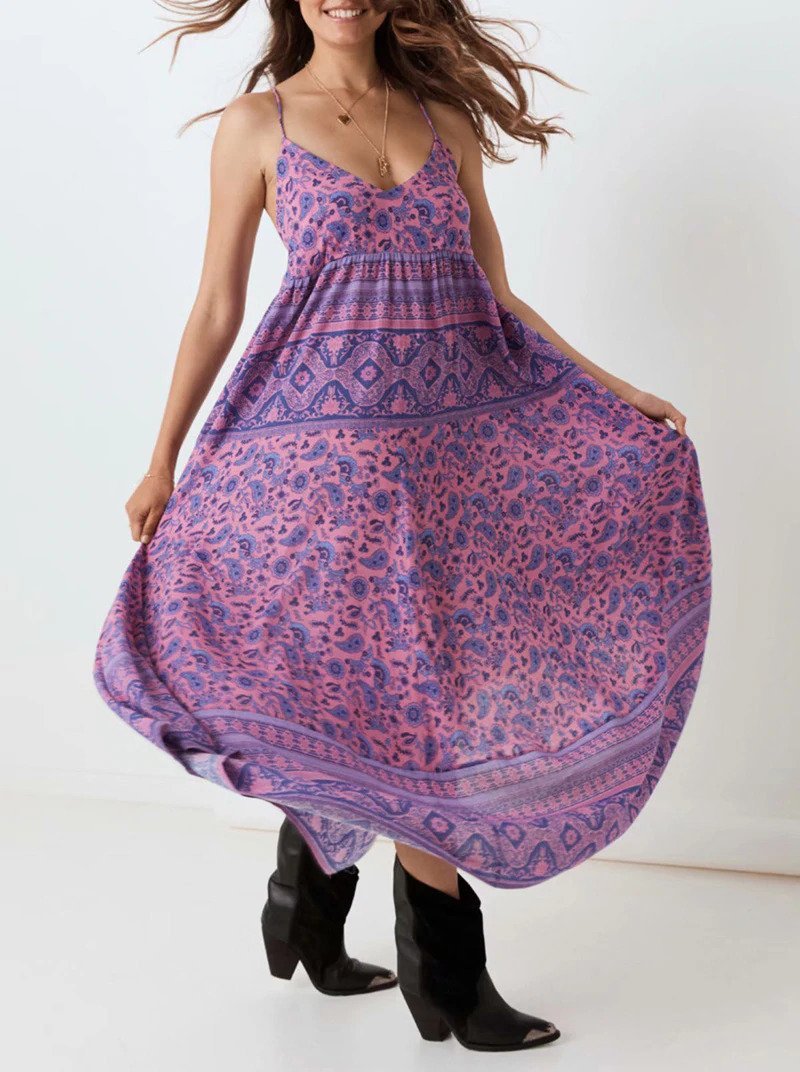 JuliaFashion - Purple Lace Up Backless Maxi Dress
