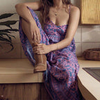 JuliaFashion - Purple Lace Up Backless Maxi Dress