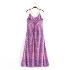 JuliaFashion - Purple Lace Up Backless Maxi Dress