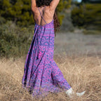 JuliaFashion - Purple Lace Up Backless Maxi Dress