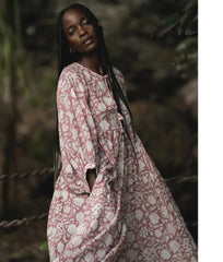 Purple Lantern Sleeve Boho Dress