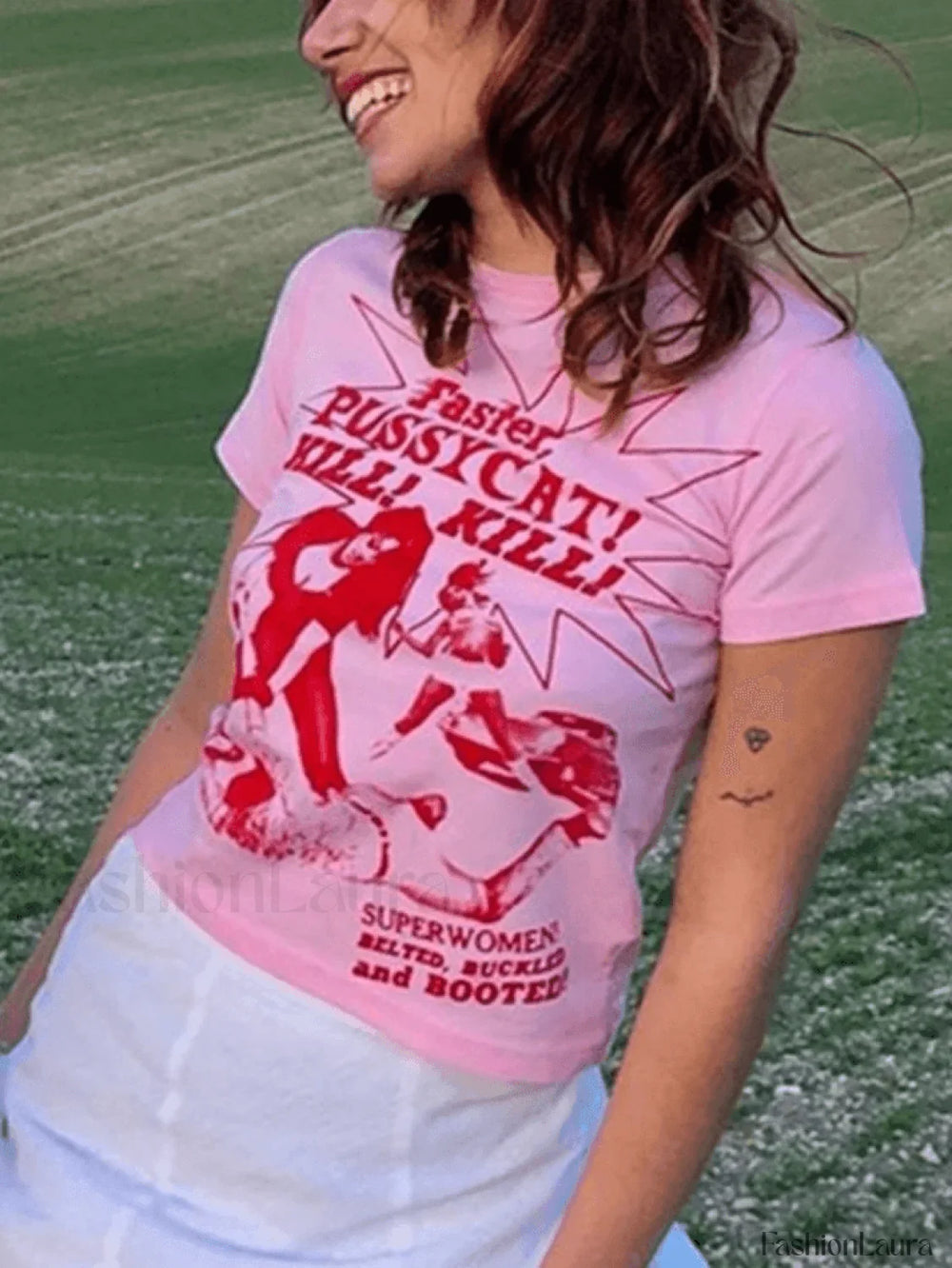 Pussy Cat Printed Tee Pink / S Tops&Tees