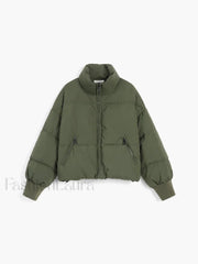 Quilted Puffer Stand Trendy Collar Crop Coat Winter Coats