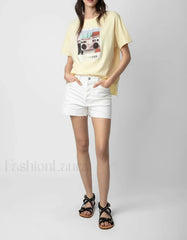 Radio Yellow Rhinestone T Shirt