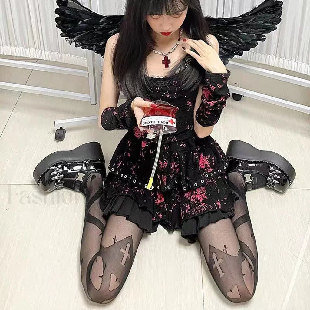 Red Heart Cross Baroque Pendant Pearl Necklace RED