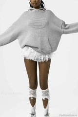 Relief Knitted Casual Loose Hoodie