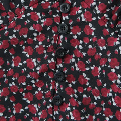 Retro Flower Print Slim Sexy Cropped Blouse