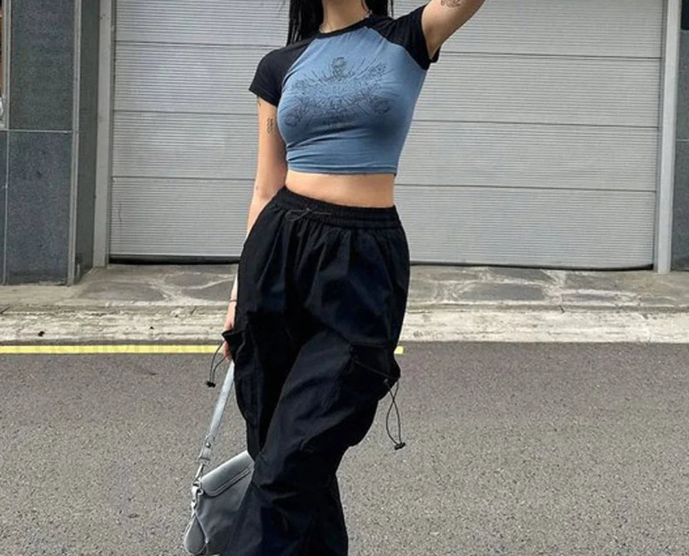 Retro Graphic Print Y2K T Shirt