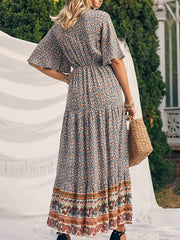 Retro High Waist Boho Dress