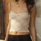 Retro Mesh Patchwork Crop Top