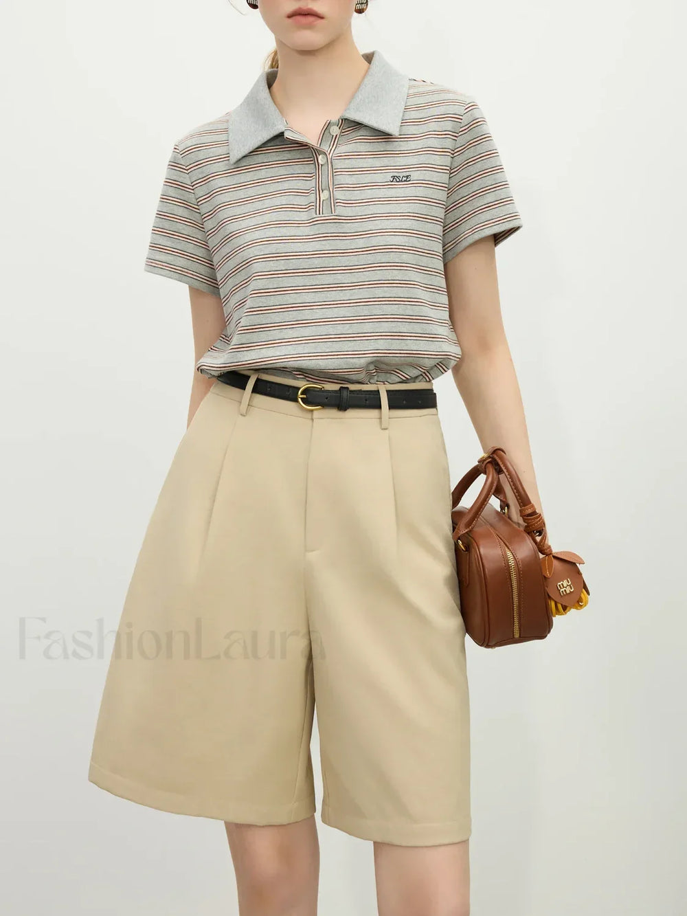 Retro Polo Collar Knitted Elegant T Shirt