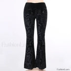 Retro Print Black Pants for Halloween Celebrations Black / S