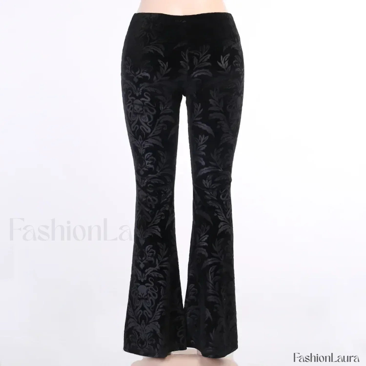 Retro Print Black Pants for Halloween Celebrations Black / S