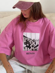 Retro Printed 100% Cotton Loose T Shirt