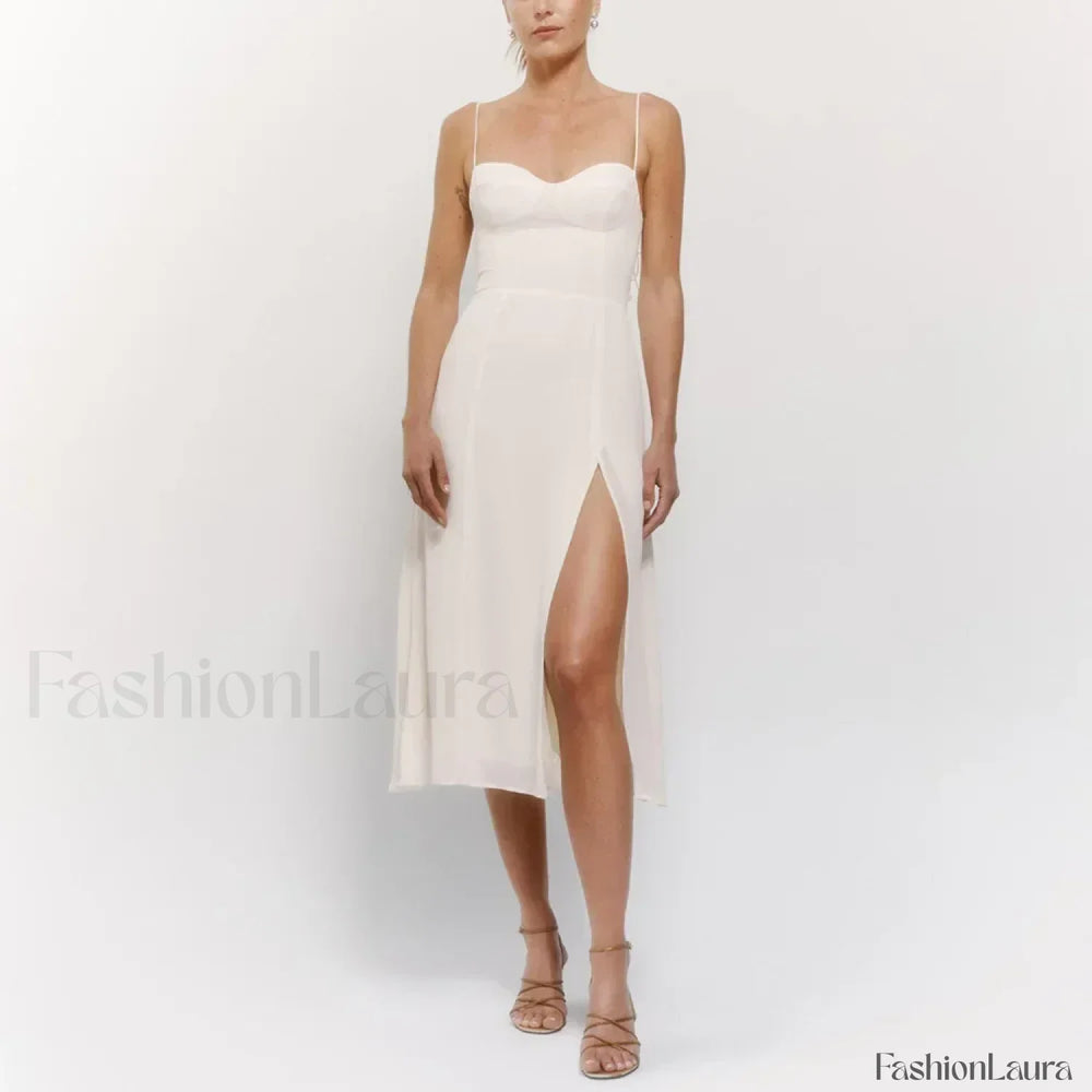 Retro Strap Slit Floral Dress color 28 / S