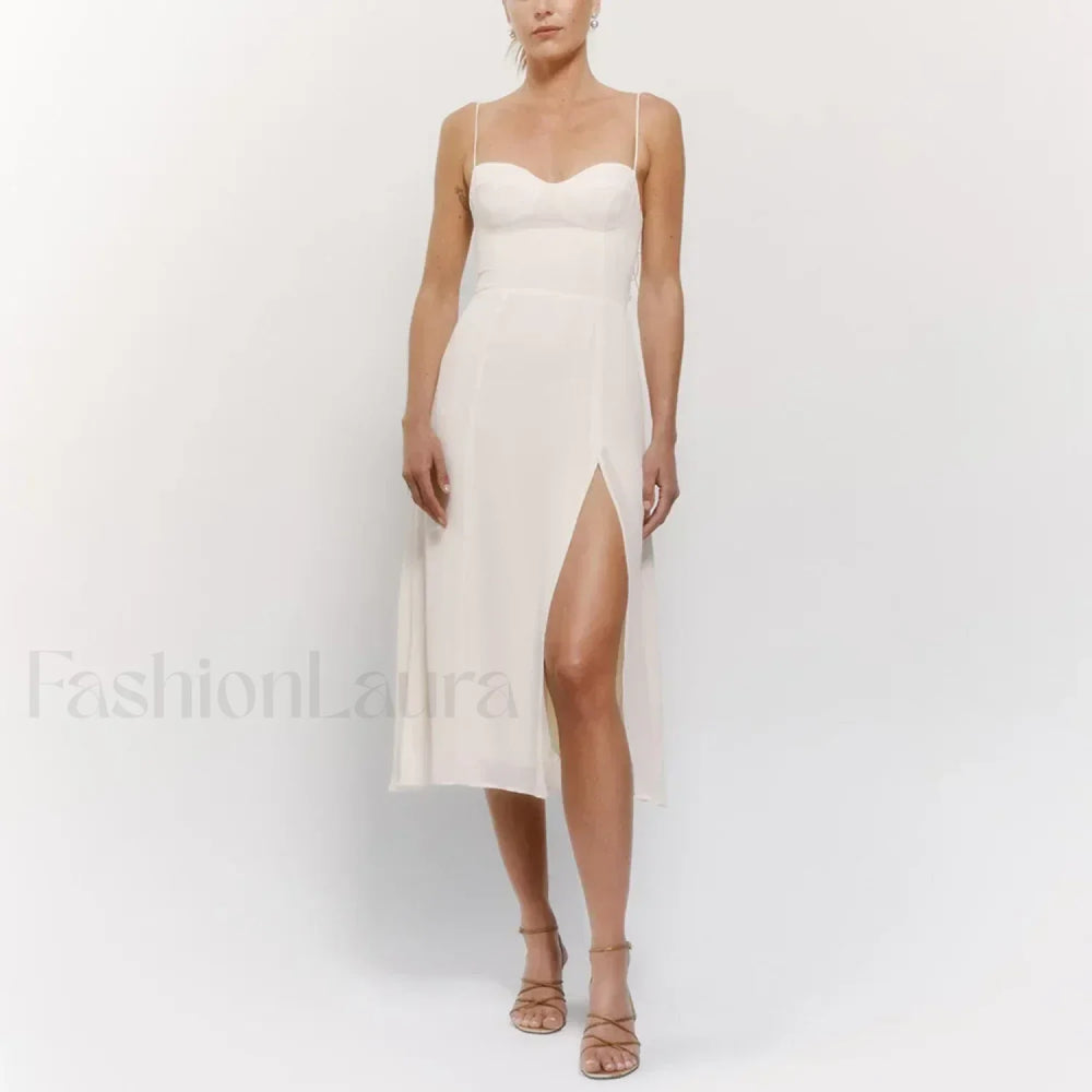 Retro Strap Slit Floral Dress color 28 / S