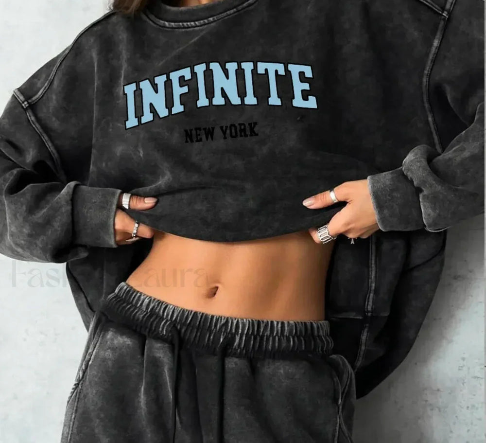 Retro Washed Cotton Long Sleeve Oversized T Shirt Black1 / M