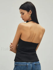 Rhinestone Bow Decor Halter Tank Top Tank Tops & Camis