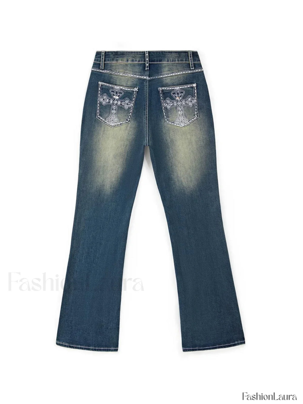 Rhinestone Chrome Hearts Flare Leg Jeans Flare Jeans