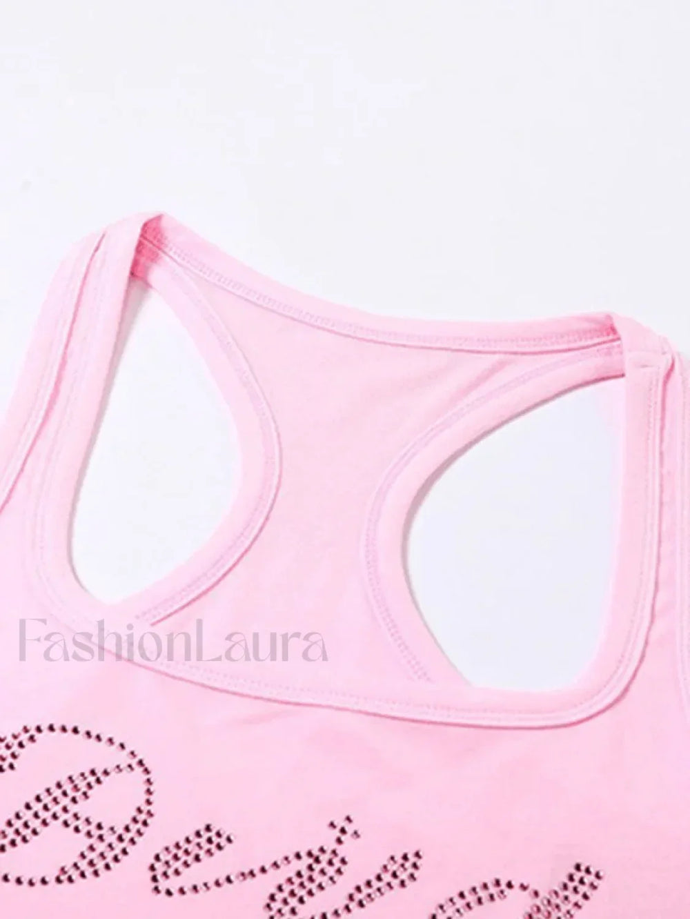 Rhinestone Letter Cropped Tank Top Tops&Tees