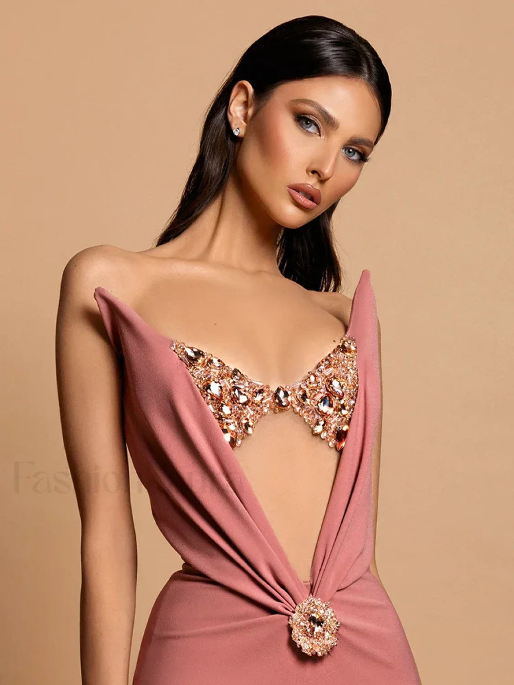 Rhinestone Velvet Mermaid Maxi Dress