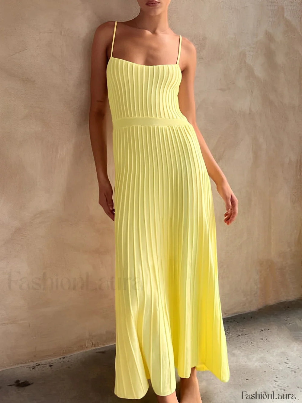 Rib Midi Sundress Yellow / XS Sweater Dresses