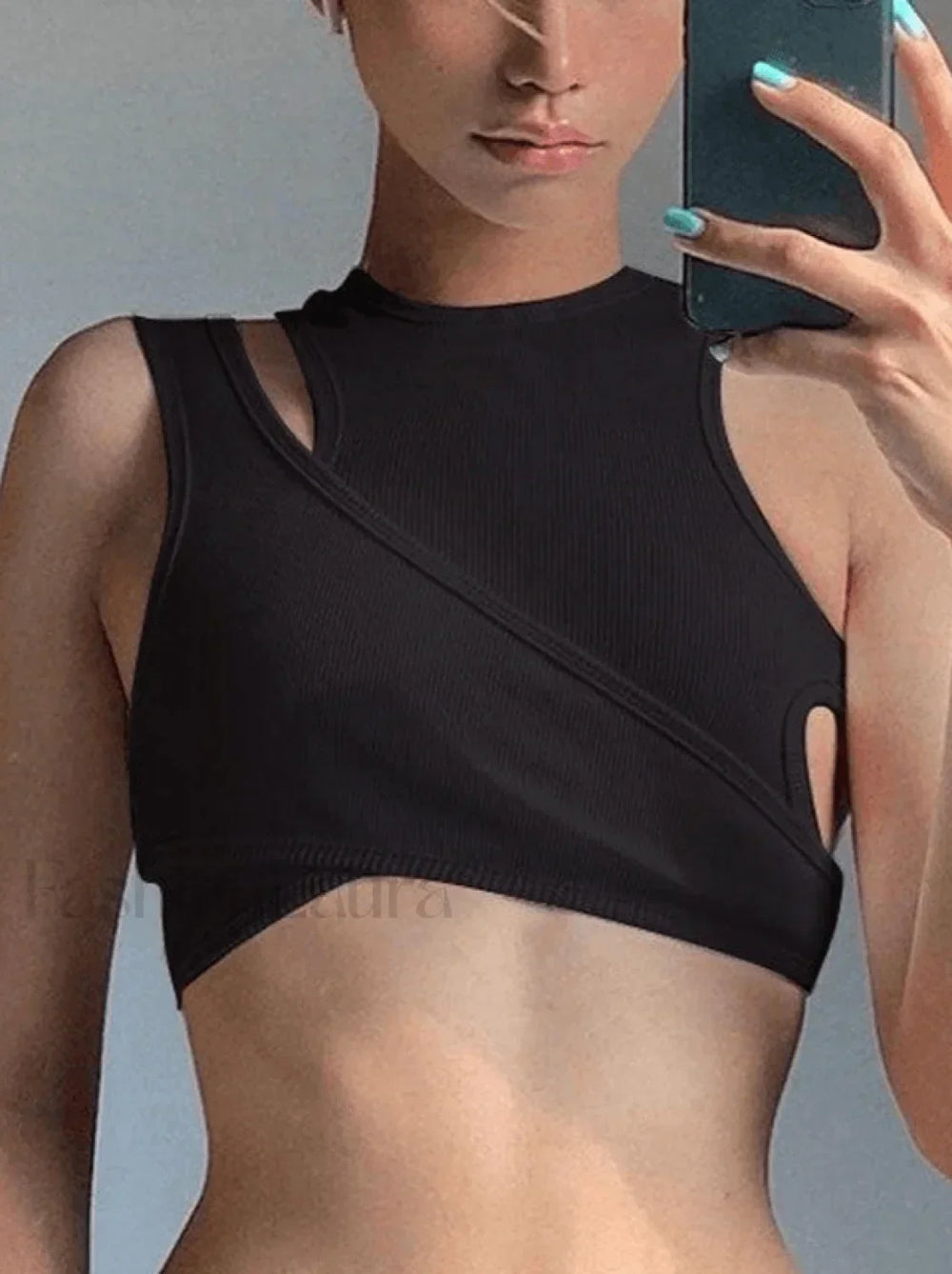 Ribbed Crop Tank Top Set Black / S Tops&Tees