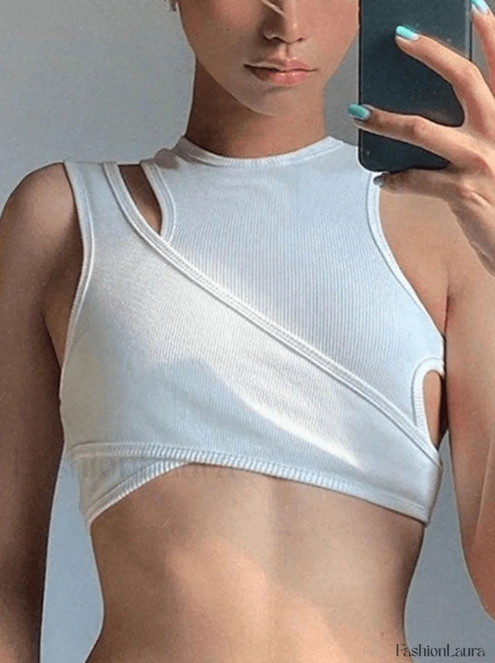 Ribbed Crop Tank Top Set White / S Tops&Tees