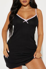 Ribbed Lace Trim Pure Desire Strappy Mini Dress Black / S
