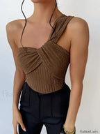 Ribbed One Shoulder Cut Out One Piece