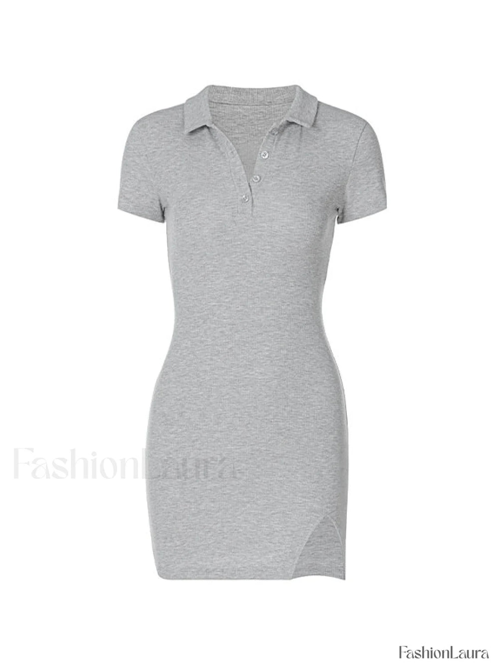 Ribbed Short Sleeve Slit Mini Dress Mini Dresses