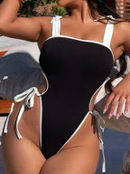 Ribbed Strappy Micro Thong One Piece black / S