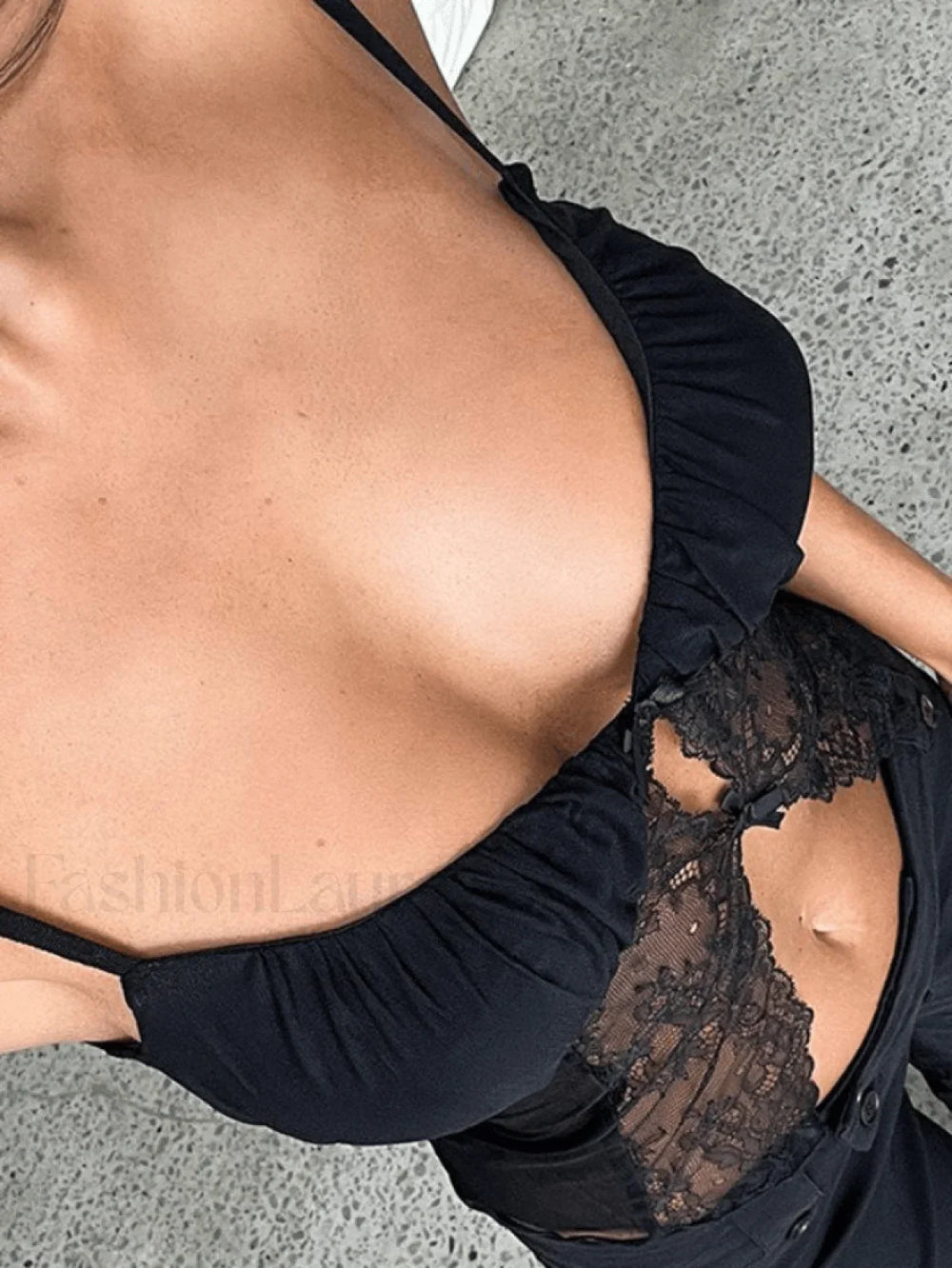 Ribbon Lace Patchwork Cutout Cami Top Shirts